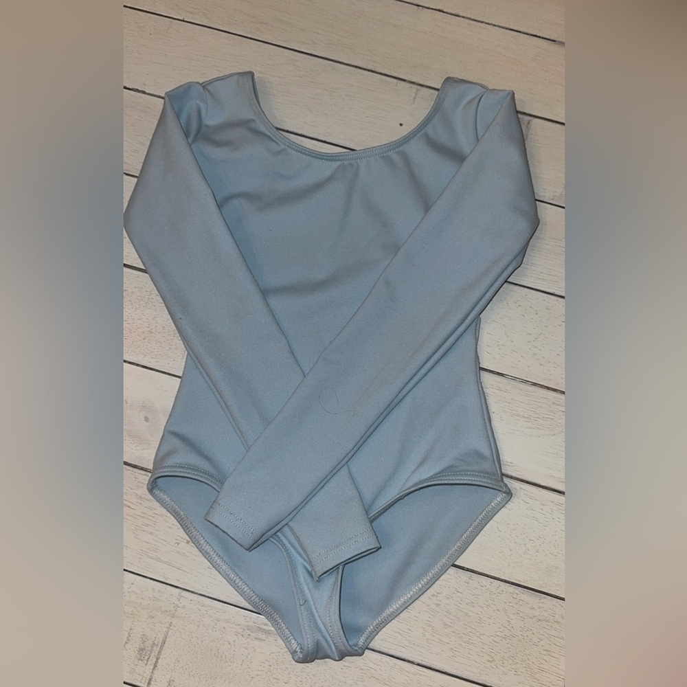 CAPEZIO |  girls lined long sleeve blue Leo leotard Sz Large